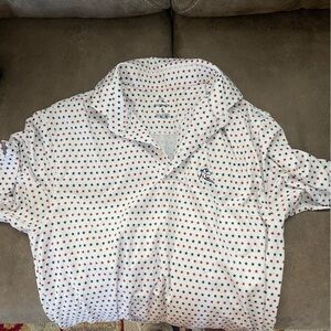 Rhoback White Polo Shirt with Red and Blue Stars